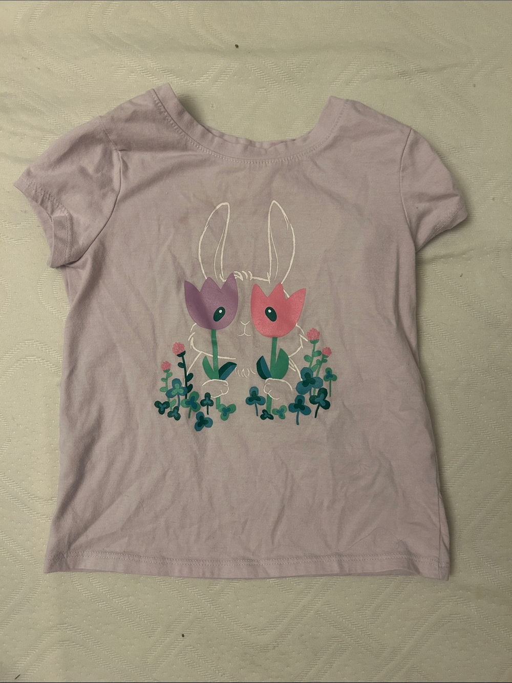 Cat & Jack Light Purple Bunny Floral Graphic Tee